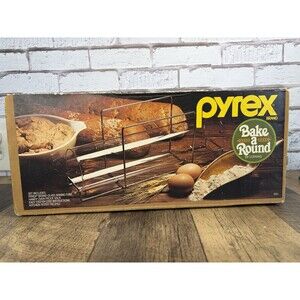 Vintage PYREX Bake a Round 990 With Rack Corning NOS